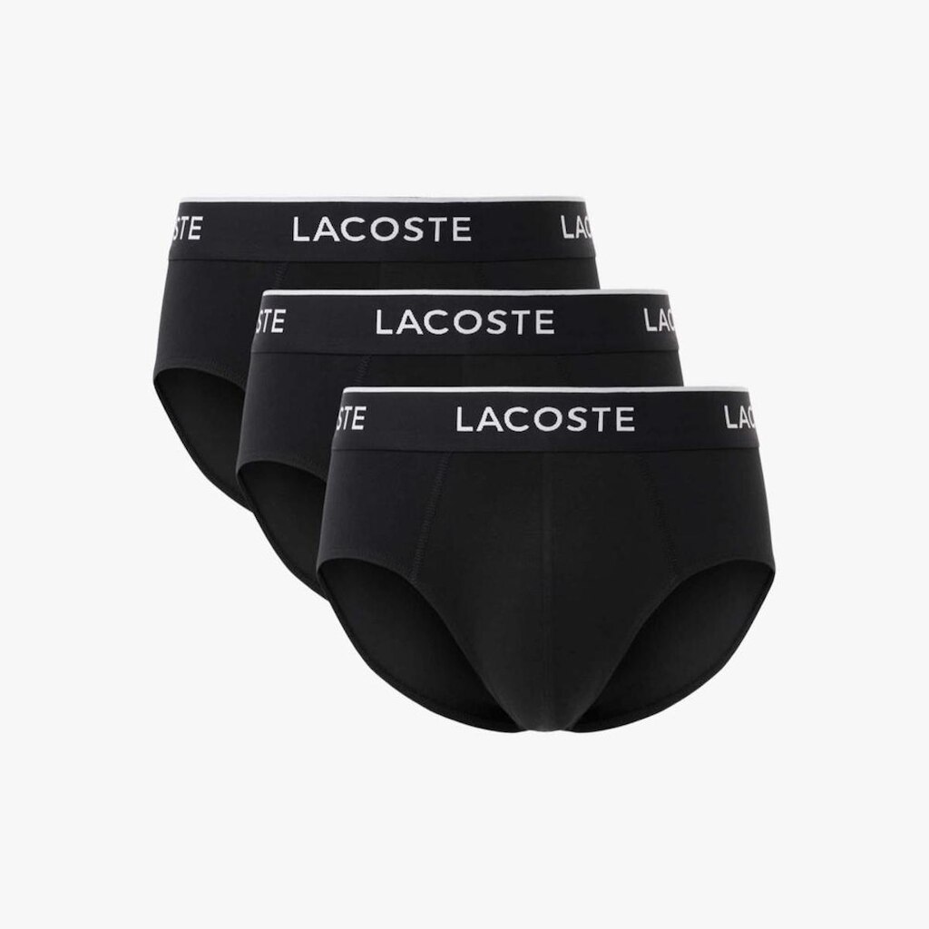 Pacote Com 3 Cuecas Lacoste Briefs Lisas De Algodão