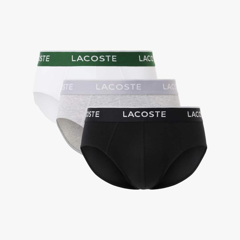 Pacote Com 3 Cuecas Lacoste Briefs Lisas De Algodão
