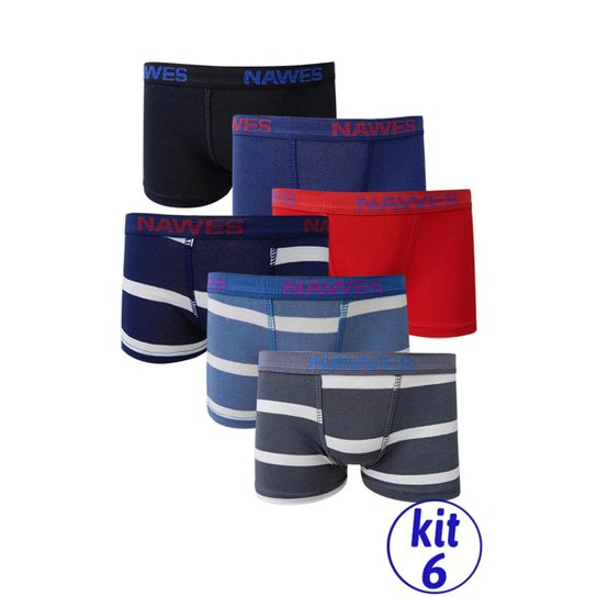 Pacote Infantil Cuecas Boxer em Algodão Nawes Masculino - Azul