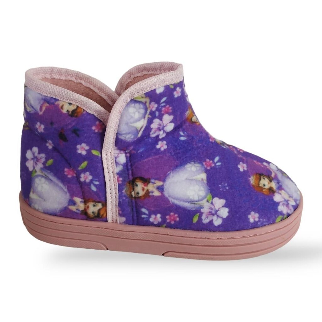 Pantufa Infantil Botinha Via Serra Com Sola de Borracha Princesa Sofia