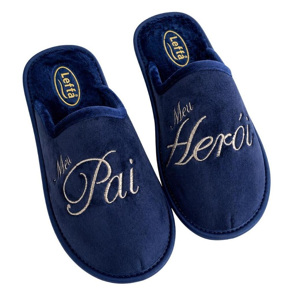 Pantufa Leffa Masculina Azul Pai Meu Herói 777 antiderrapan