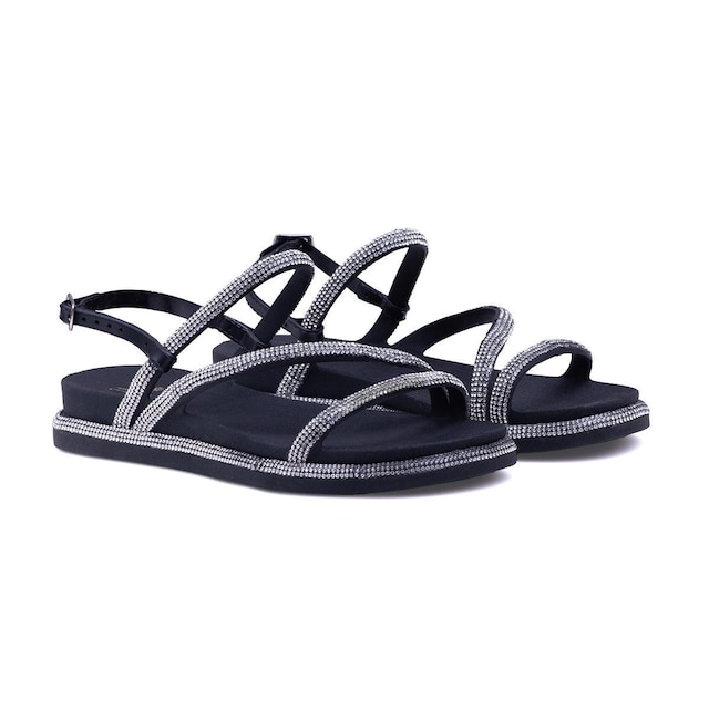 Papete Feminina Com Brilho Strass Casual Confortavel Bk200
