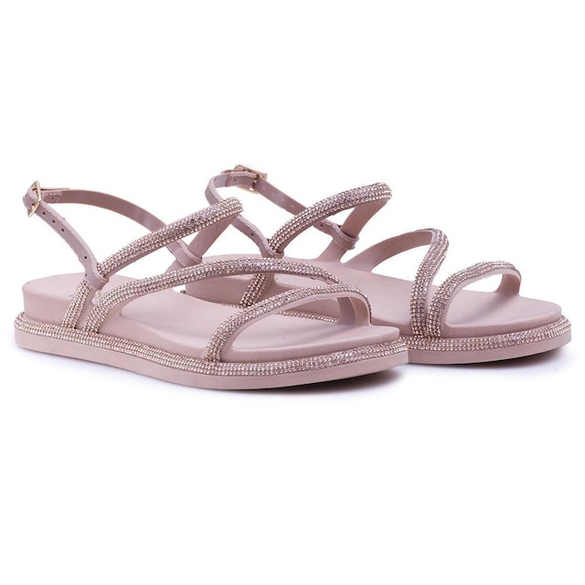 Papete Feminina Com Brilho Strass Casual Confortavel Bk200