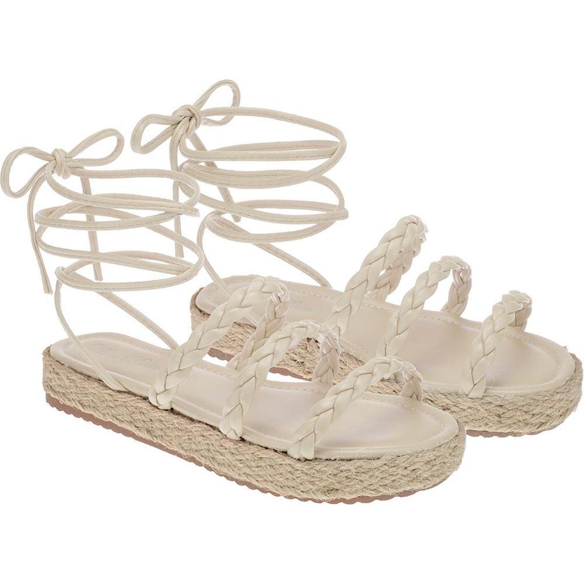 Papete Feminina Sandália Plataforma de Amarrar Flatform Amarração Tiras Tranças Sola Corda 186 Menor preço em Papete Feminina Sandália Plataforma de Amarrar Flatform Amarração Tiras Tranças Sola Corda 186