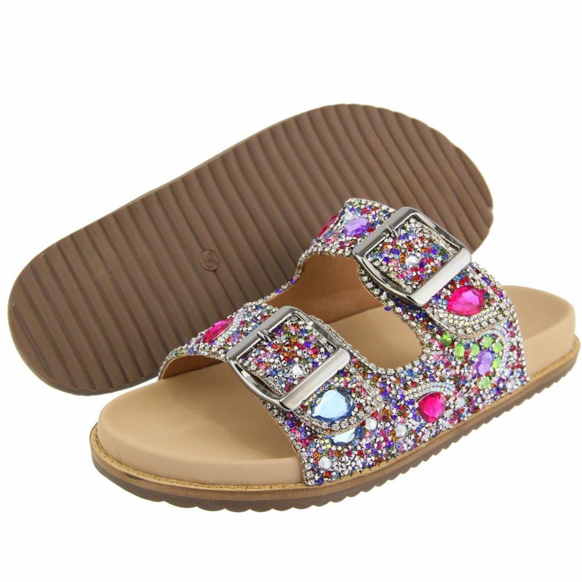Papete Feminina Strass Brilho Pedraria - Prata | Zattini