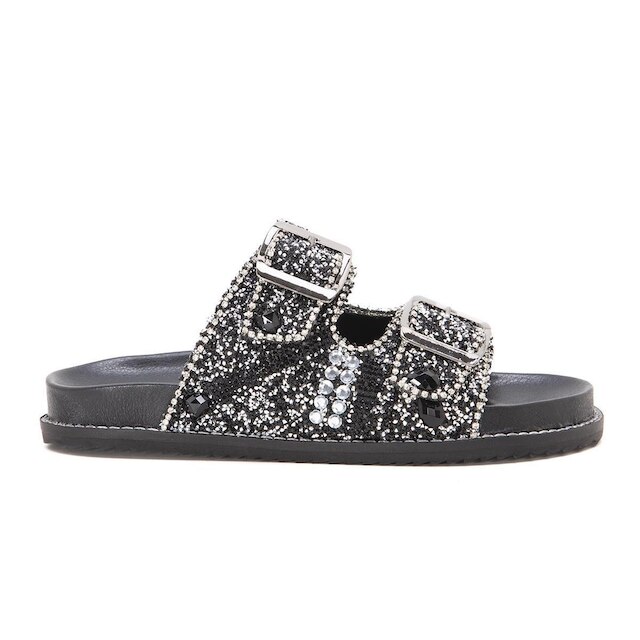 Papete Feminina Strass Com Fivelas Super Confortavel Bk9000