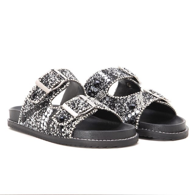 Papete Feminina Strass Com Fivelas Super Confortavel Bk9000