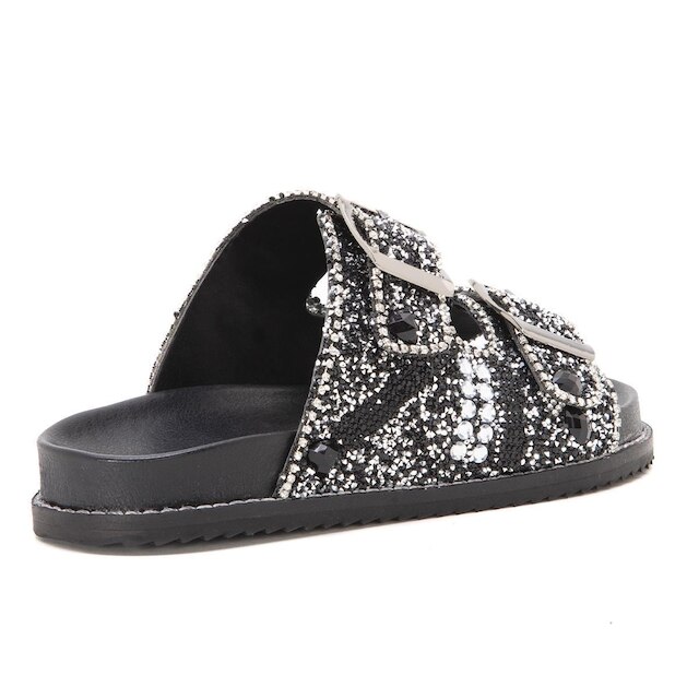 Papete Feminina Strass Com Fivelas Super Confortavel Bk9000