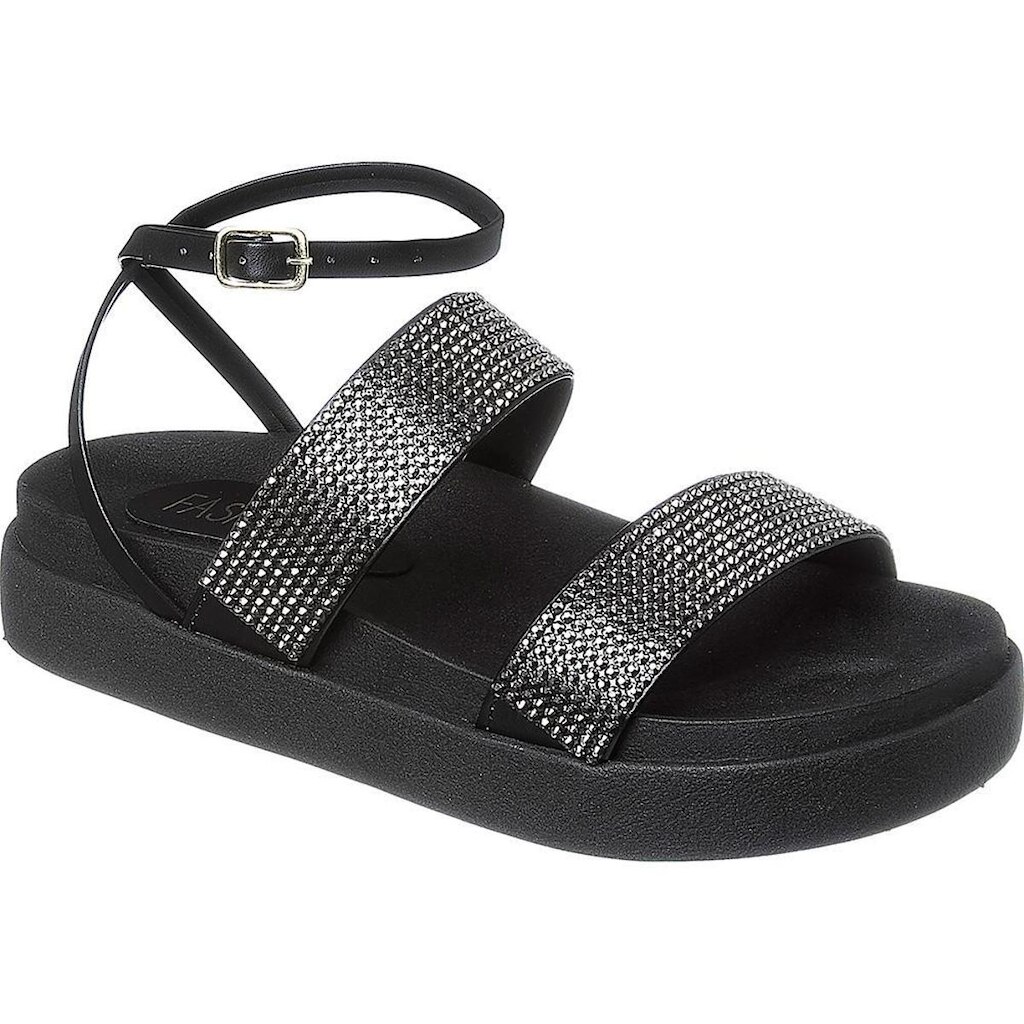 Papete Feminina Strass Sandália Flatform Feminina Sola Alta