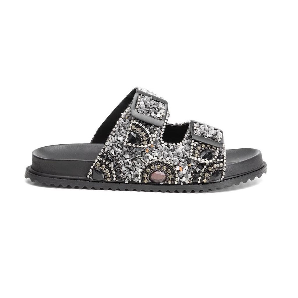 Papete Fivela Feminina Sandalia Flatform Pedrarias Bpn777
