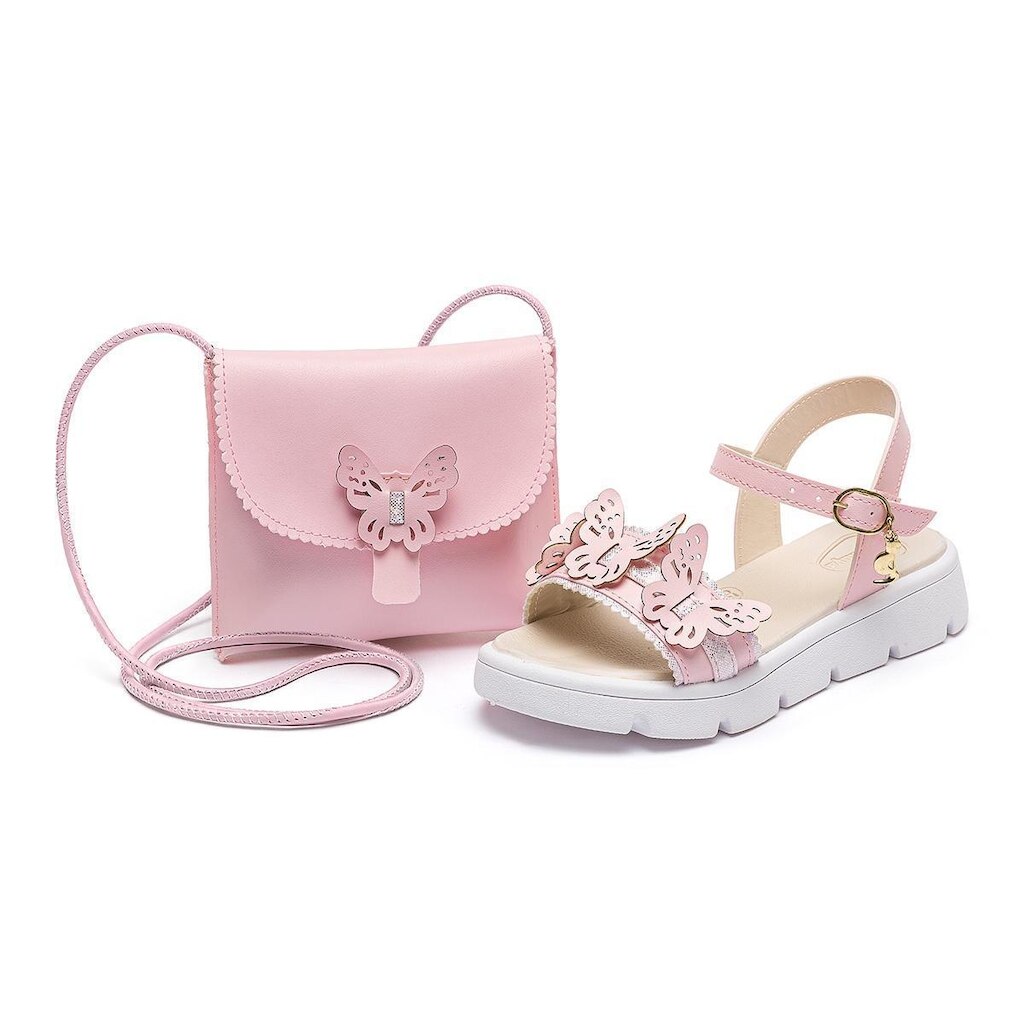 Papete Infantil Com Bolsa Rosa Borboleta Gatatuya