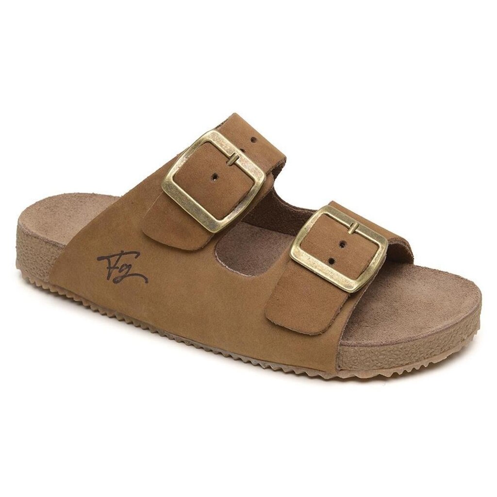 Papete Slide Couro Legítimo Casual Macia Fivela Ajustável Solado Leve
