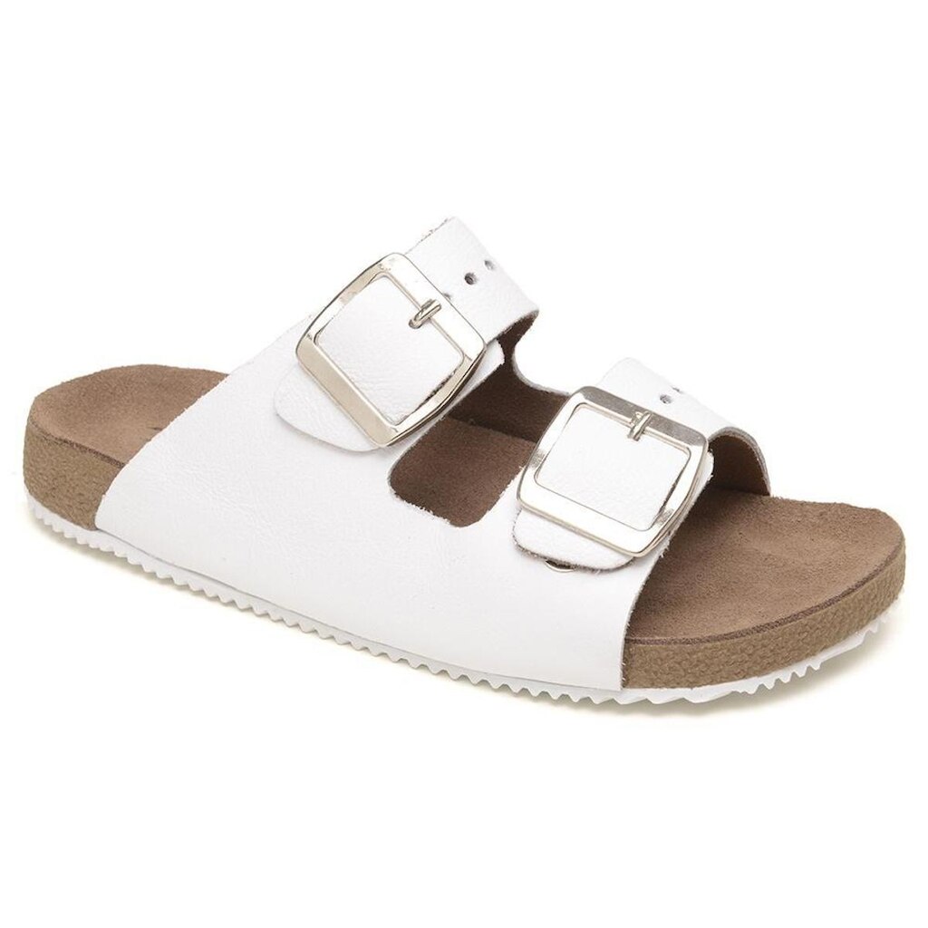 Papete Slide Couro Legítimo Casual Macia Fivela Ajustável Solado Leve
