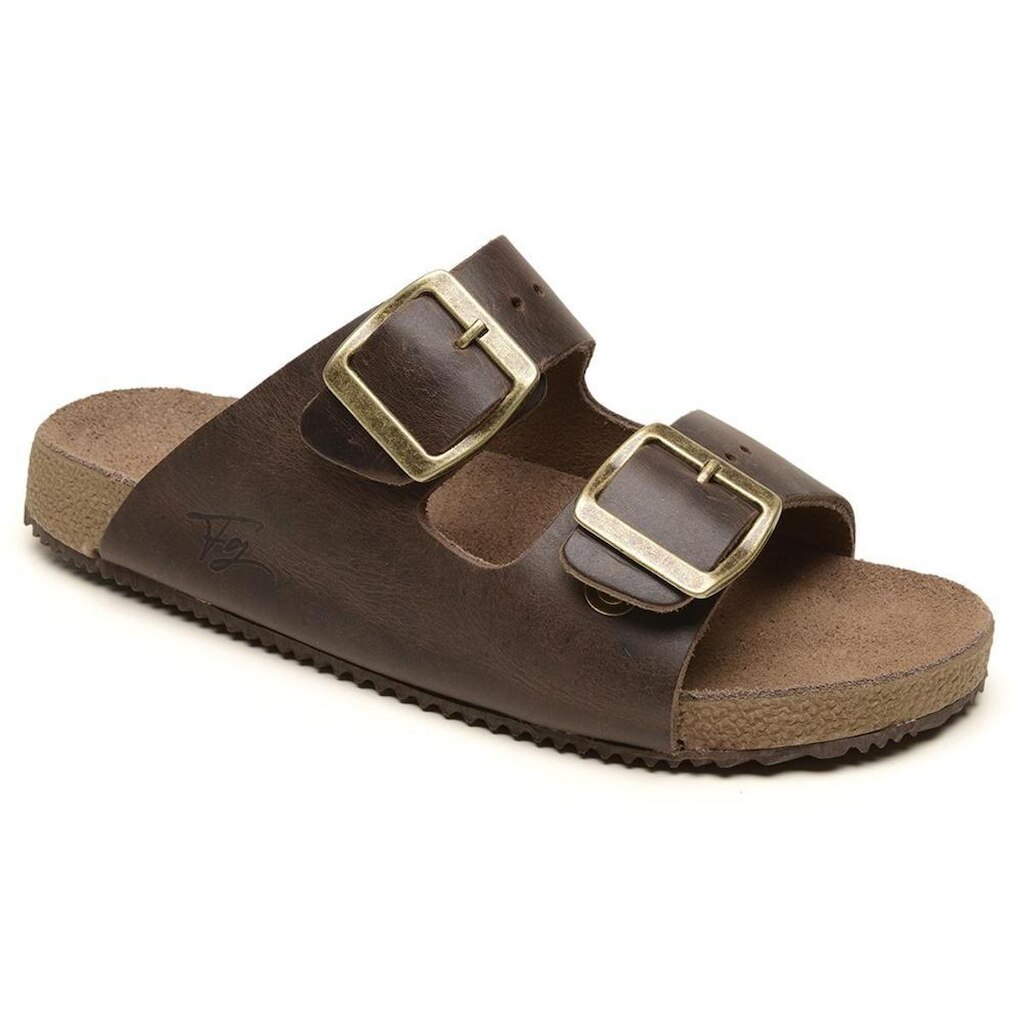 Papete Slide Couro Legítimo Casual Macia Fivela Ajustável Solado Leve