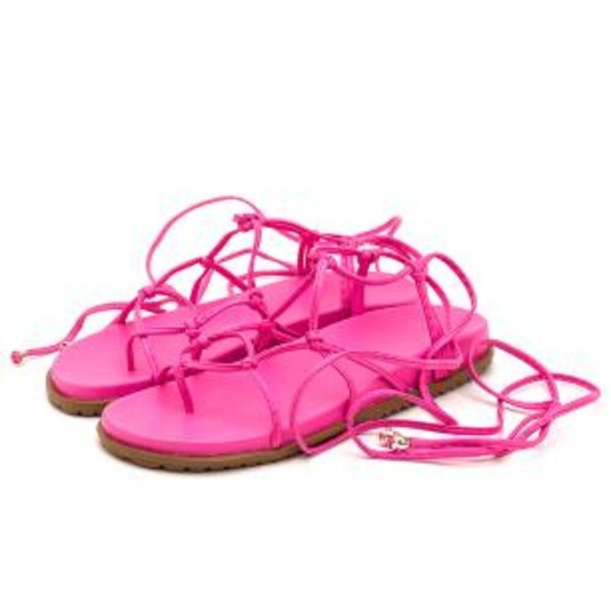 Papete Verão Sandália Rasteira Feminina Com Amarração - Rosa Menor preço em Papete Verão Sandália Rasteira Feminina Com Amarração - Rosa