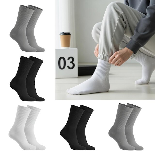 Par de Meias Classic Cano Médio Masculina Feminina Unissex Sortida
