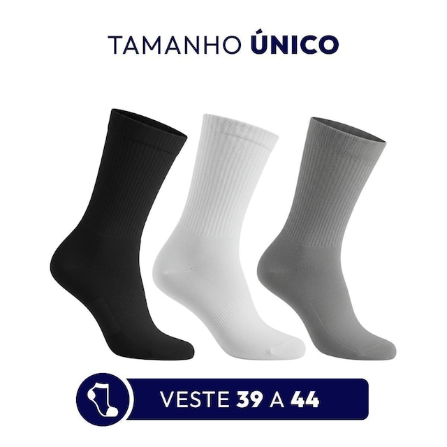 Par de Meias Classic Cano Médio Masculina Feminina Unissex Sortida