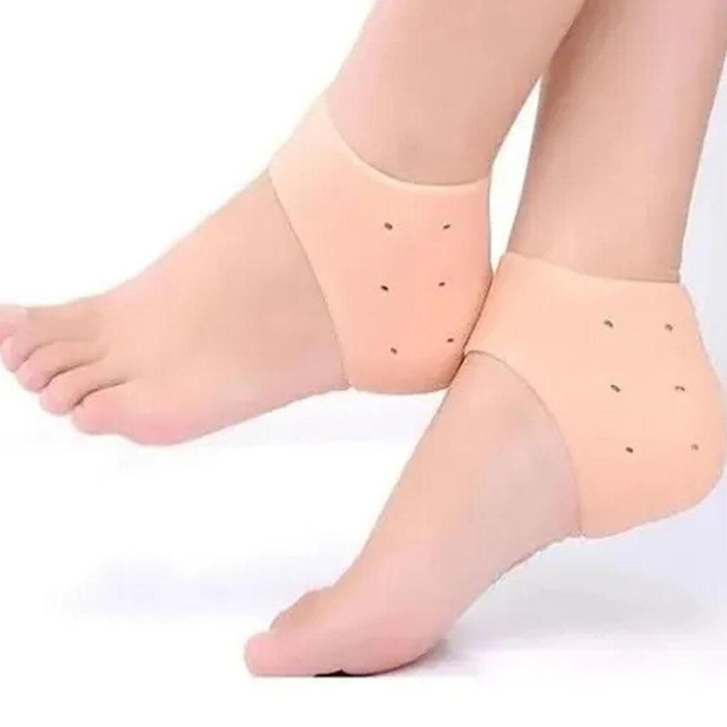 Par Meia Silicone Anti Rachadura Calcanhar Hidratante Protetor Ortopédica