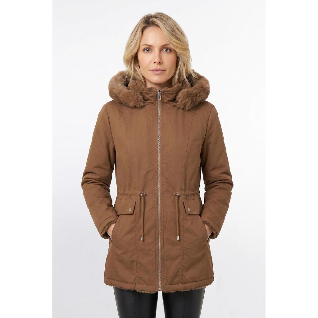 Parka feminina resinada dupla face com pelo 61469