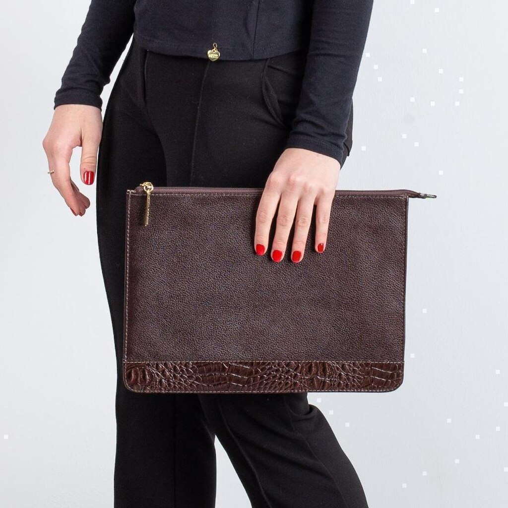 Pasta envelope de couro feminina para Macbook 13 Eduarda