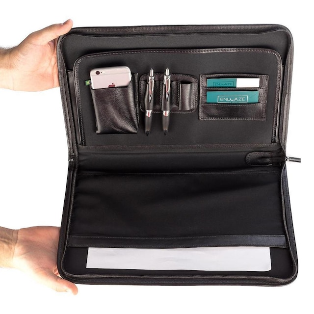 Pasta envelope para documentos em couro Flat