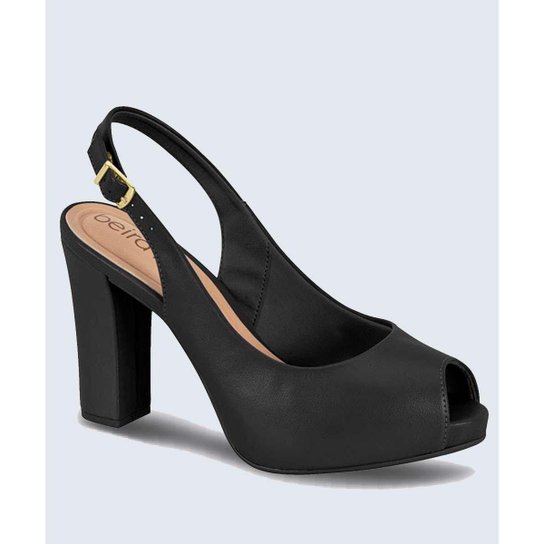 Peep Toe Feminino Meia Pata Salto Grosso Beira Rio -18566 Zattini