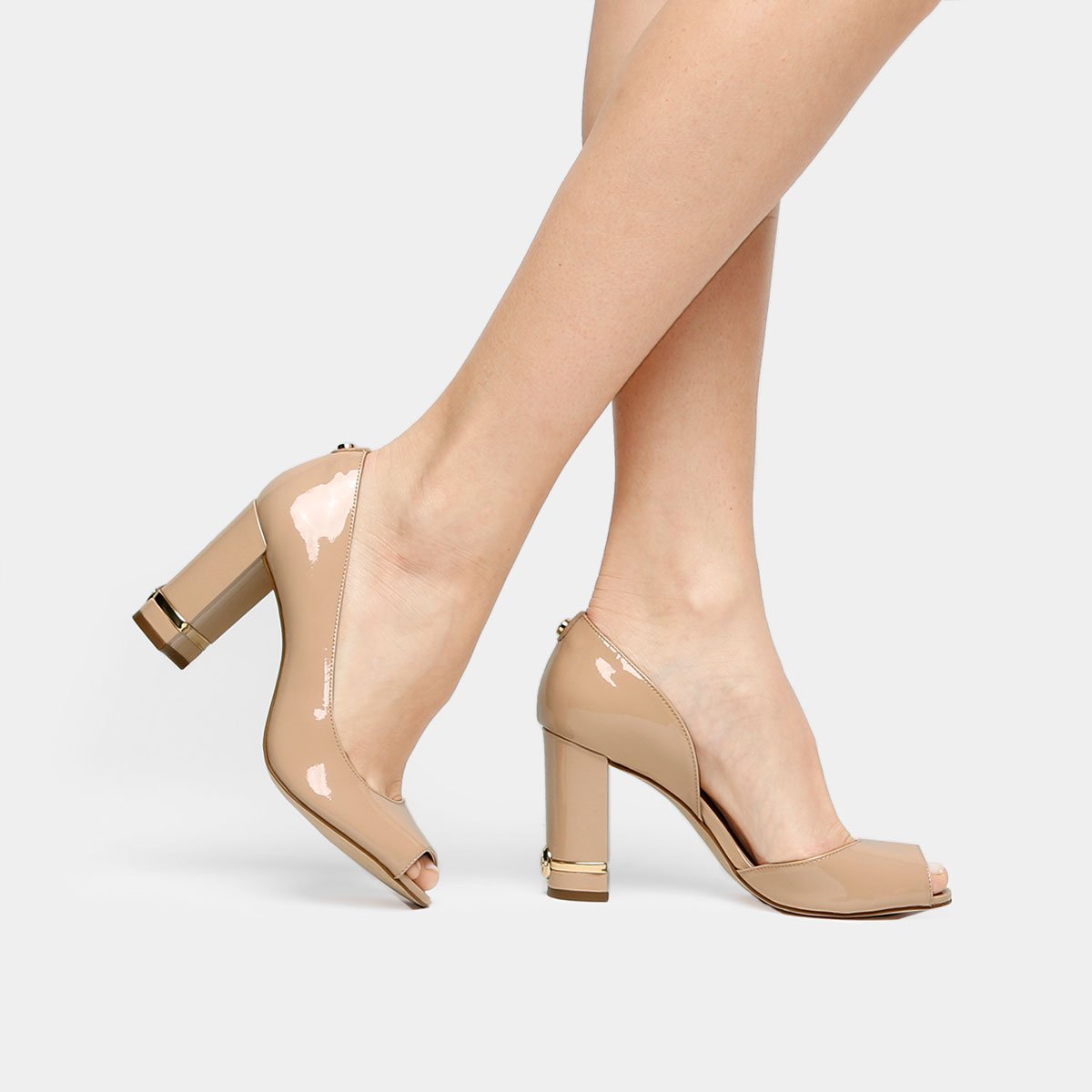 peep toe jorge bischoff salto grosso