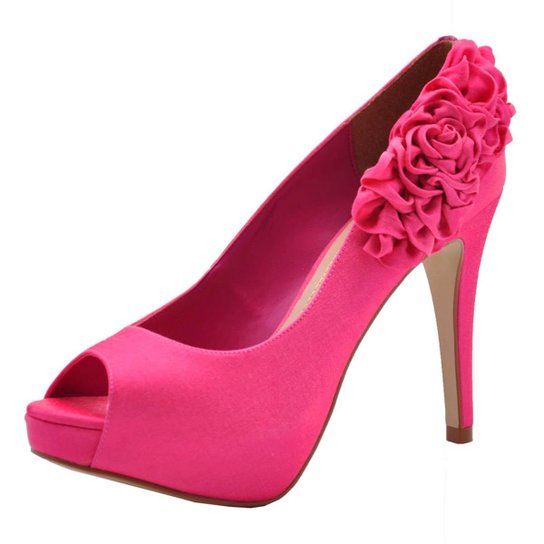 Peep Toe Laura Prado Cetim Italiano - Rosa