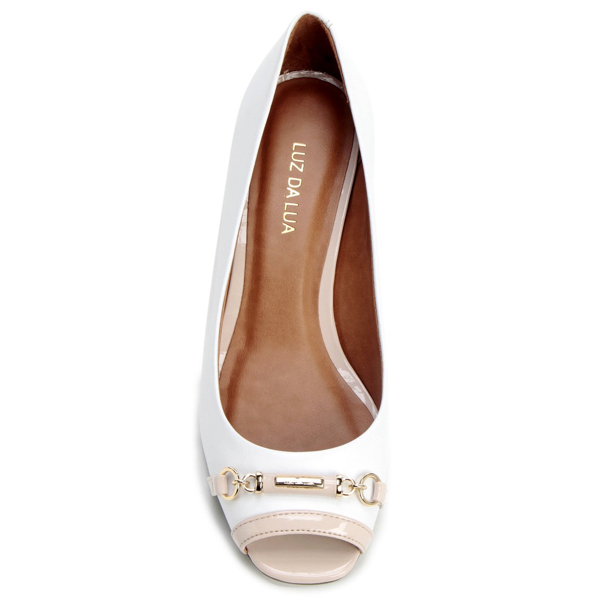 peep toe branco salto baixo
