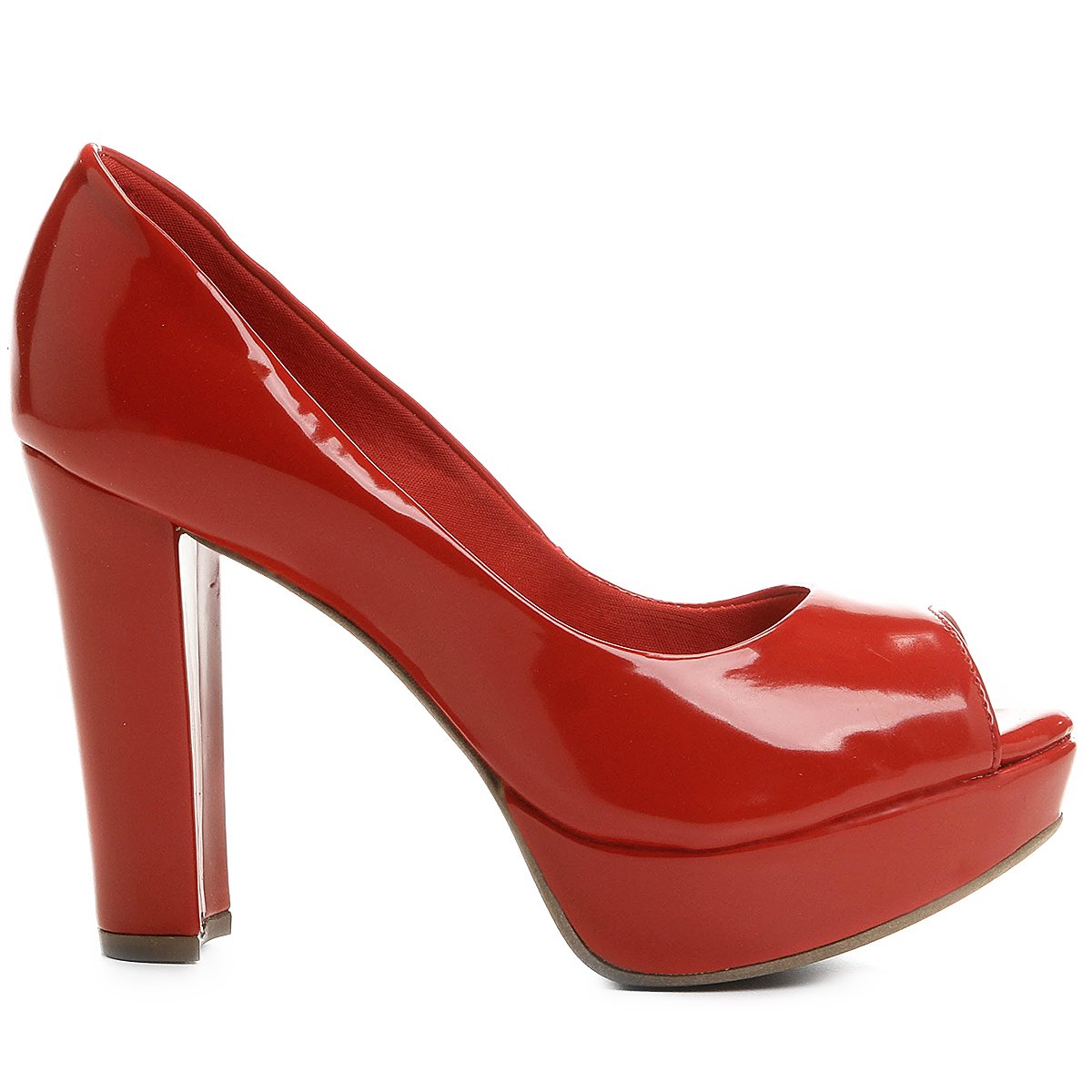 peep toe salto grosso vermelho