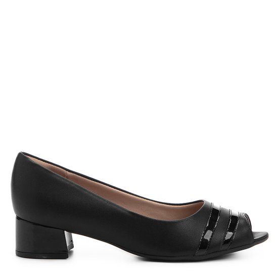 Peep Toe Piccadiilly Salto Grosso - Preto
