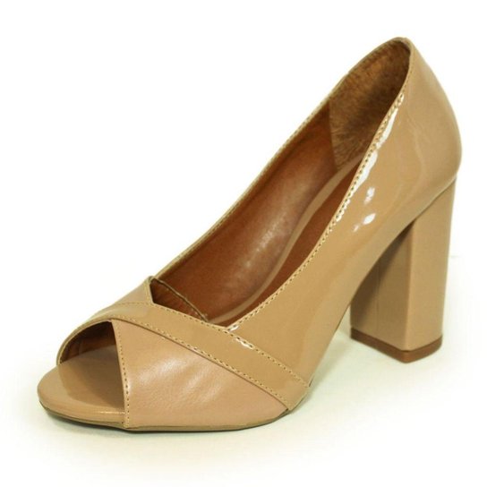 Peep Toe Salto Alto Grosso Luiza Sobreira - Nude