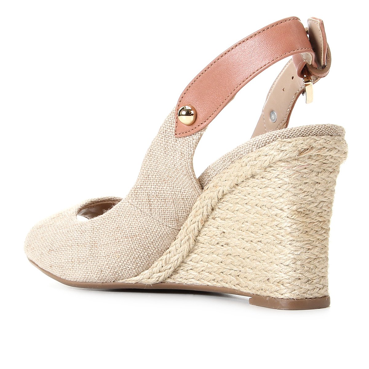 Peep Toe Santa Lolla Linho Anabela - Bege | Zattini