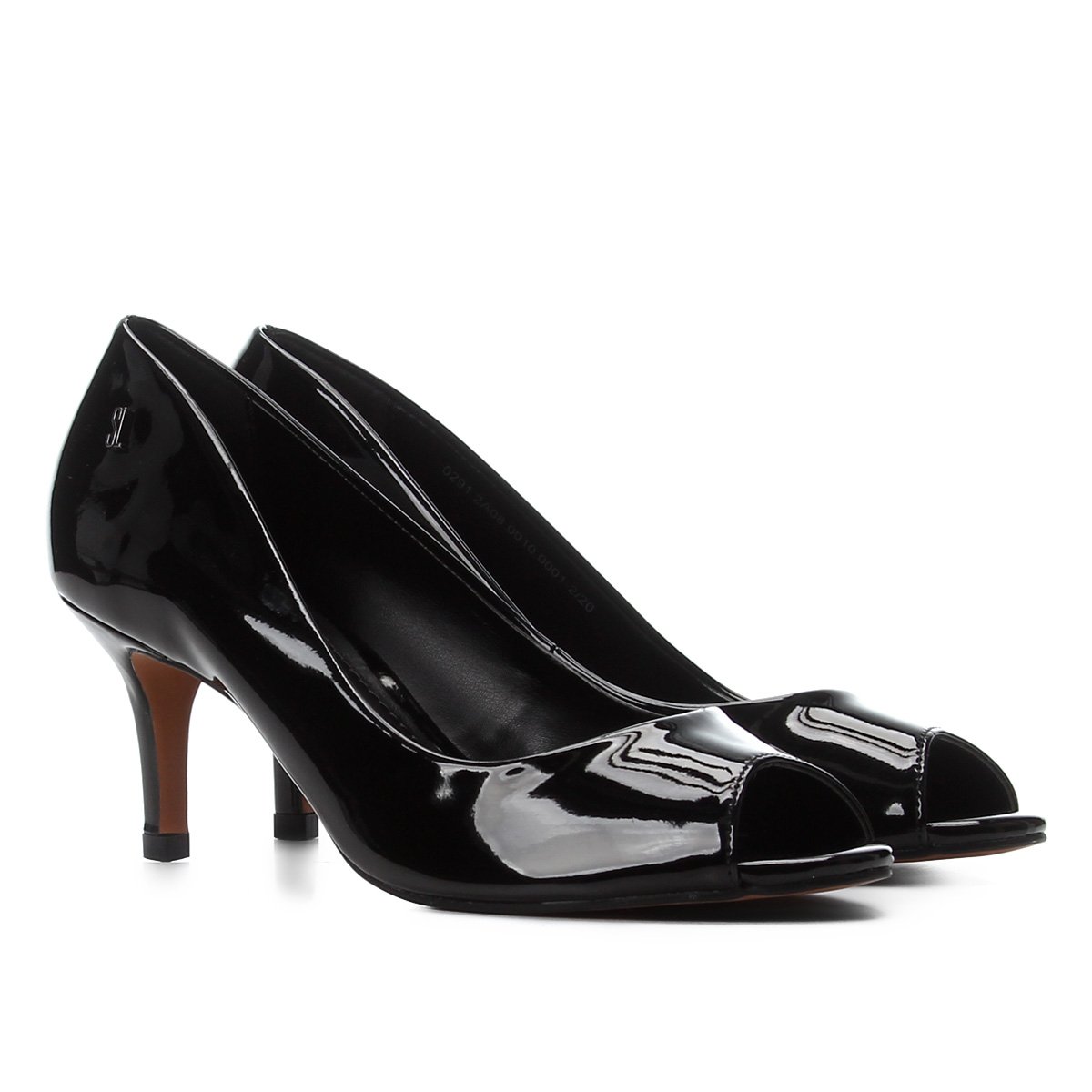 Peep Toe Santa Lolla Salto Fino Verniz - Preto Menor preço em Peep Toe Santa Lolla Salto Fino Verniz - Preto