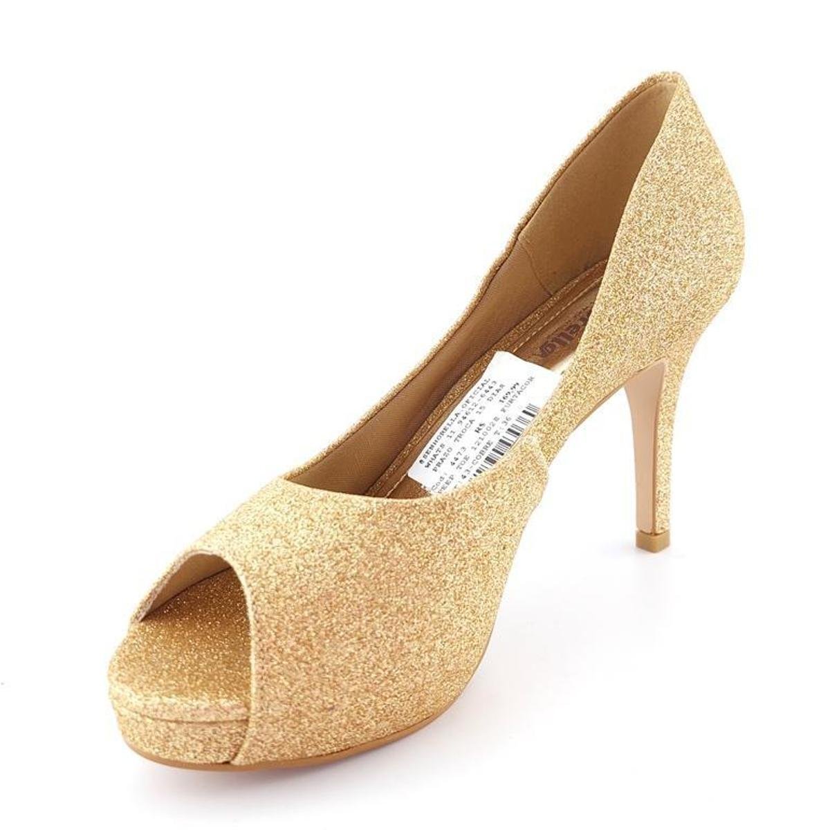 Peep Toe Senhorella Festa Dourado - Dourado | Zattini