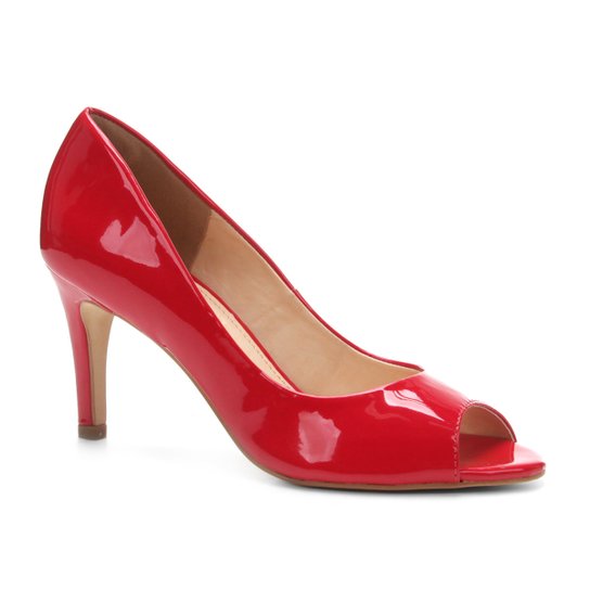 Peep Toe Shoestock Salto Fino - Vermelho