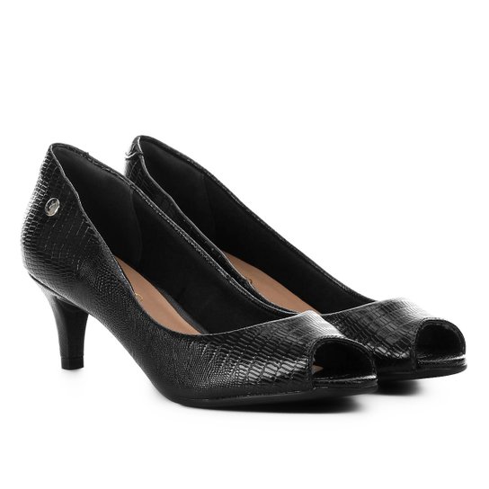 Peep Toe Via Uno Salto Fino Calango - Preto
