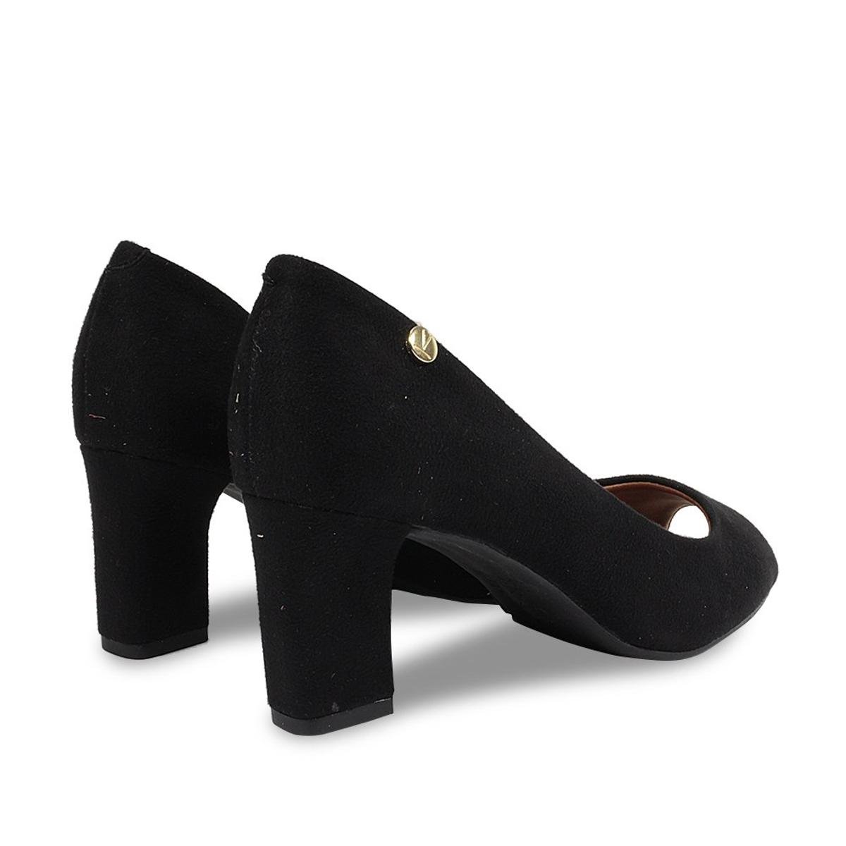 peep toe vizzano preto camurça