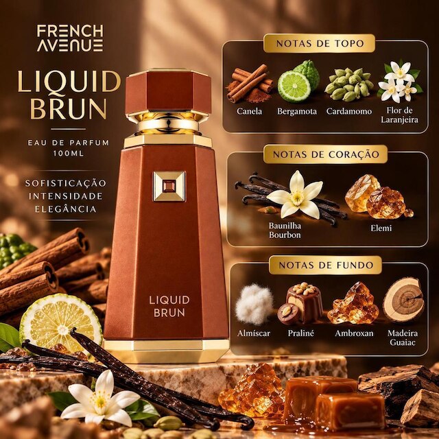 Perfume Árabe Liquid Brun French Avenue Eau de Parfum Masculino 100ml