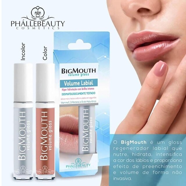 Phállebeauty Big Mouth - Gloss Labial Hidrata e Aumenta o Volume Rosa 4ml
