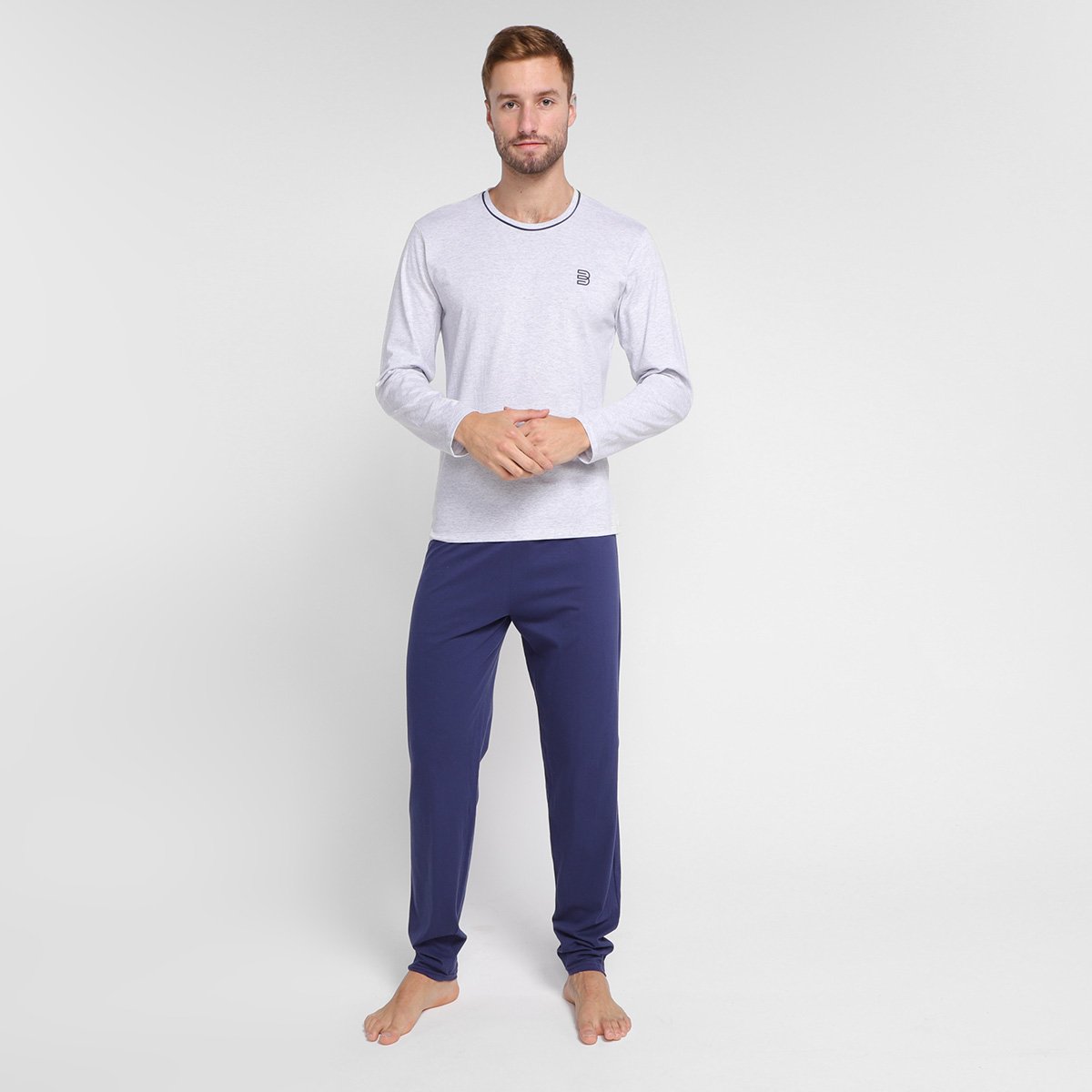 Pijama Adulto Evanilda Borth Longo Masculino - Azul Menor preço em Pijama Adulto Evanilda Borth Longo Masculino - Azul