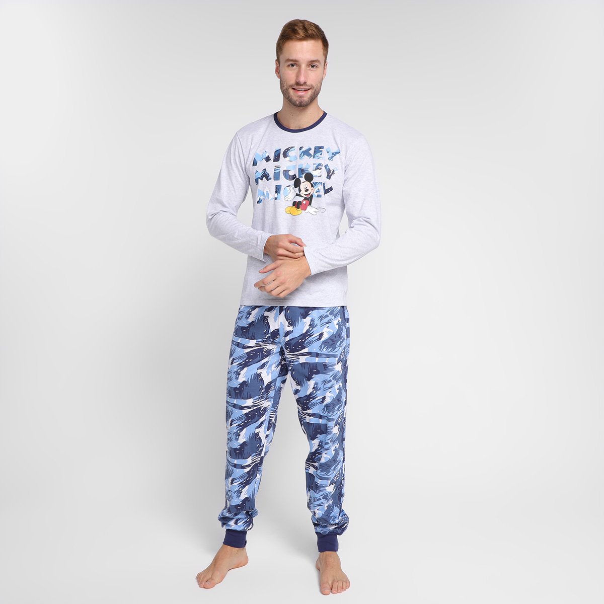 Pijama Adulto Evanilda Disney Mickey Pai e Filho Longo Masculino - Azul Menor preço em Pijama Adulto Evanilda Disney Mickey Pai e Filho Longo Masculino - Azul