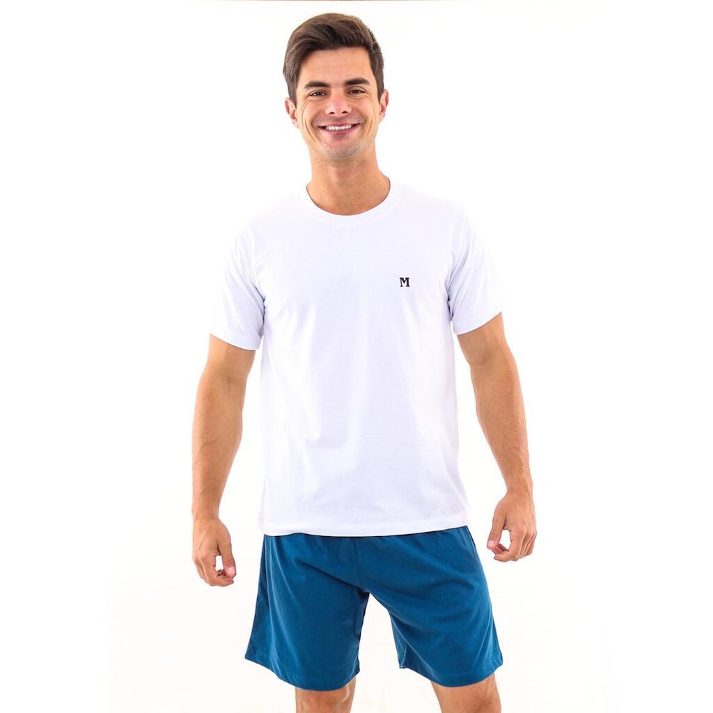 Pijama Algodão Curto Verão Calor Adulto Masculino Mechler