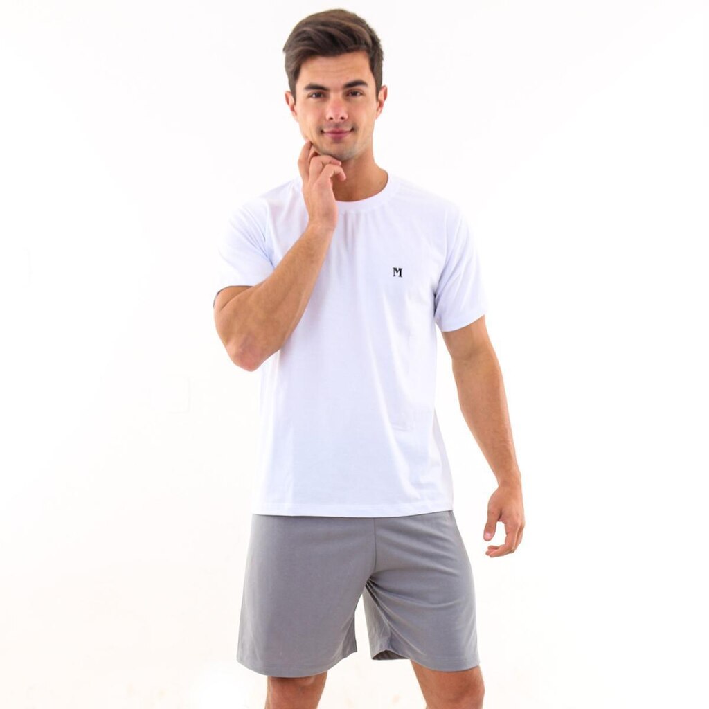 Pijama Algodão Curto Verão Calor Adulto Masculino Mechler