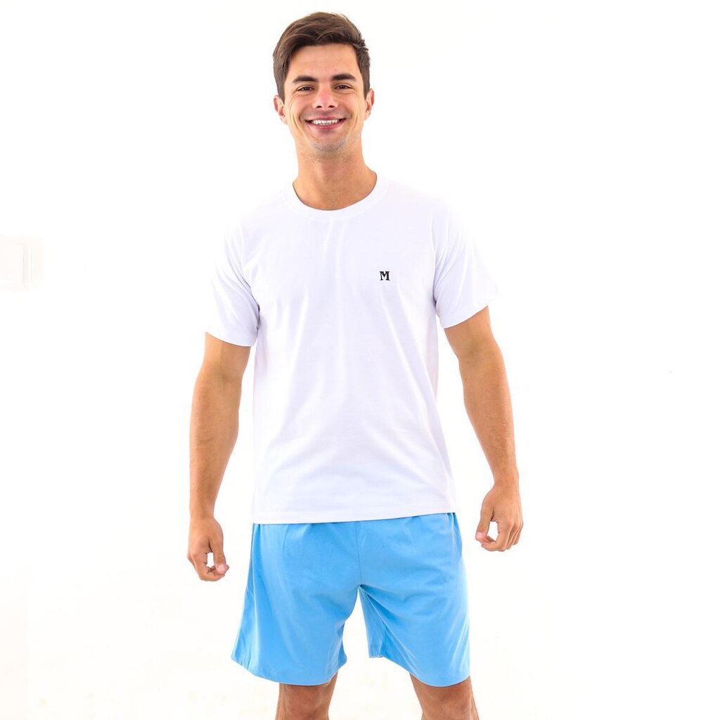 Pijama Algodão Curto Verão Calor Adulto Masculino Mechler