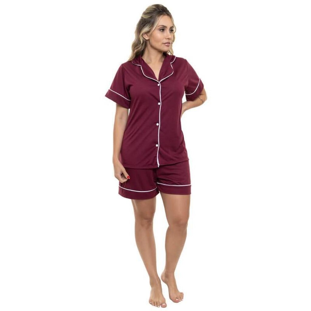 Pijama Americano Curto Sepie 600 Vermelho