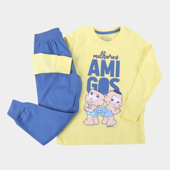 Pijama Bebê Longo Evanilda Turma da Mônica - Amarelo
