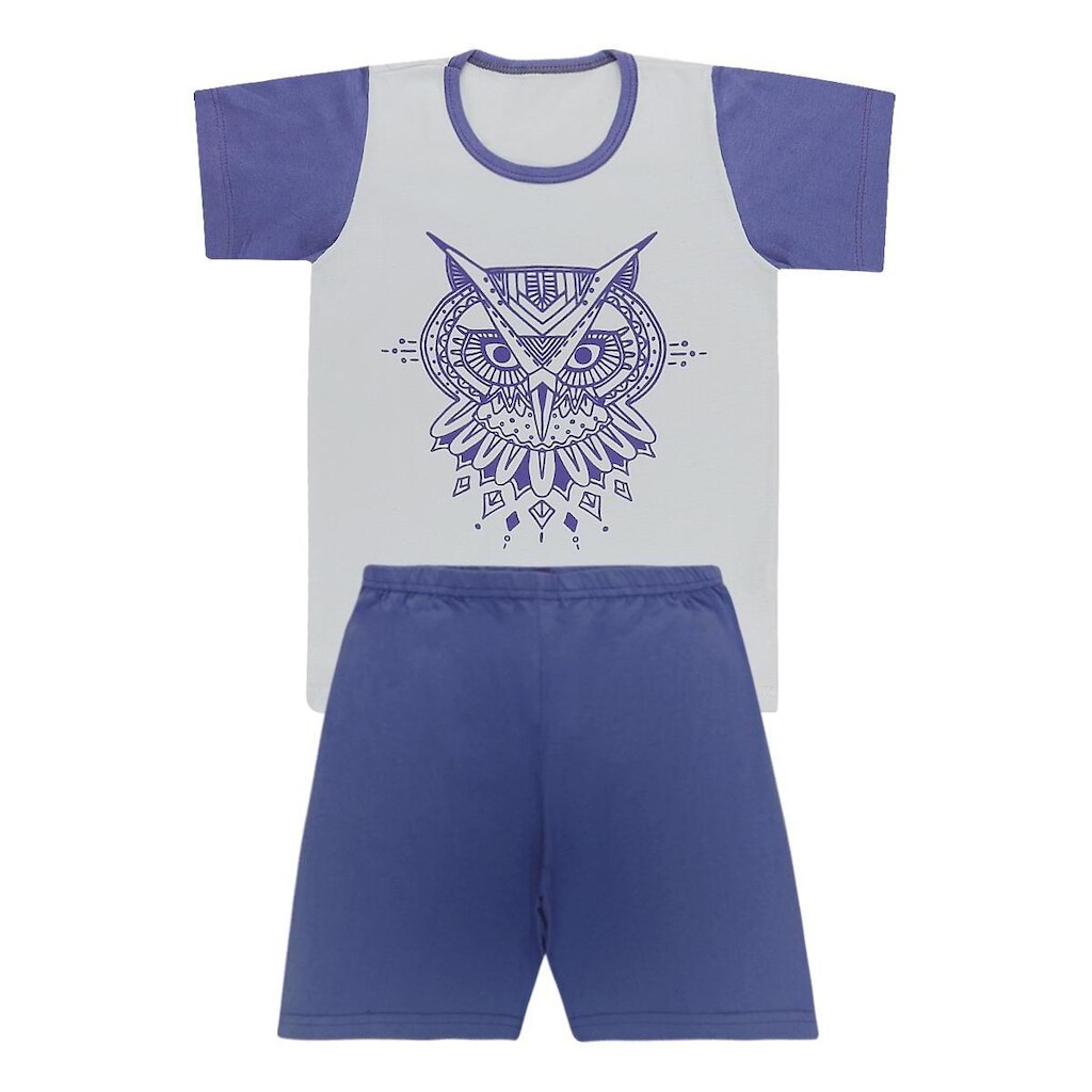 Pijama Blusa com Coruja e Short - Big Bless