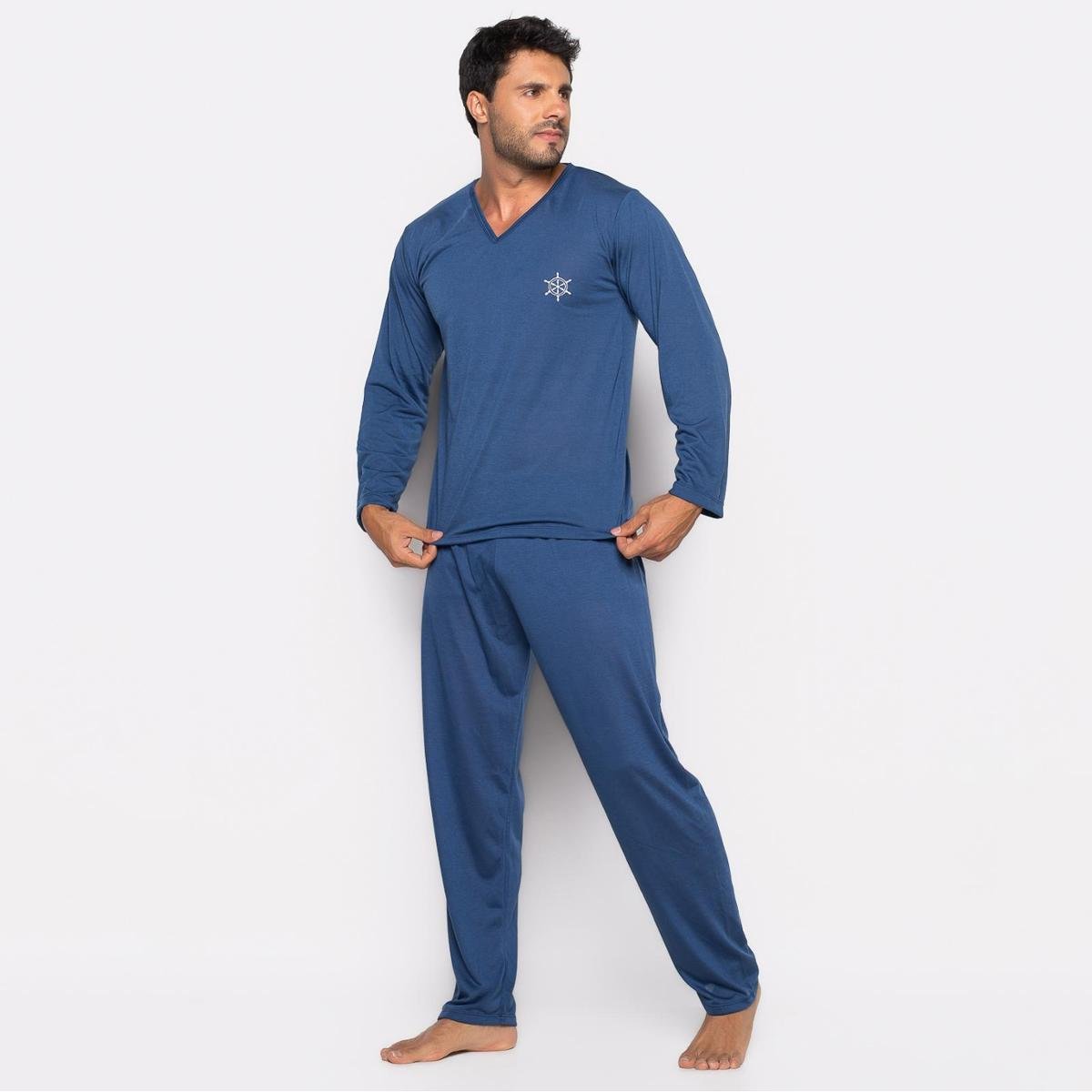 Pijama Bravaa Store Longo Masculino Manga Comprida 009 Menor preço em Pijama Bravaa Store Longo Masculino Manga Comprida 009