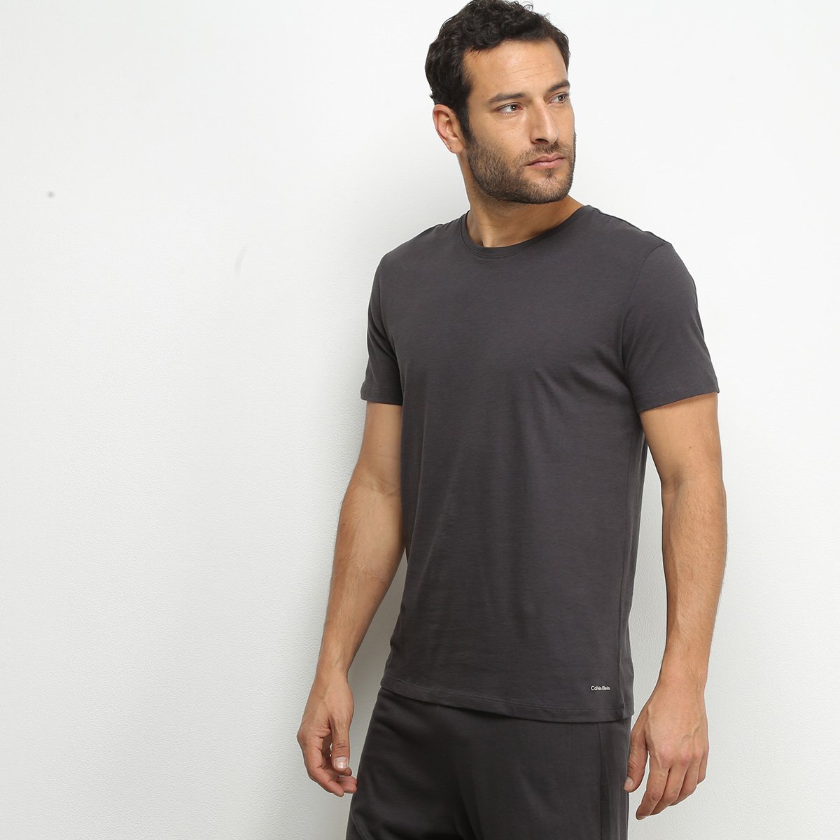 Pijama Calvin Klein Curto Liso Masculino - Chumbo Menor preço em Pijama Calvin Klein Curto Liso Masculino - Chumbo